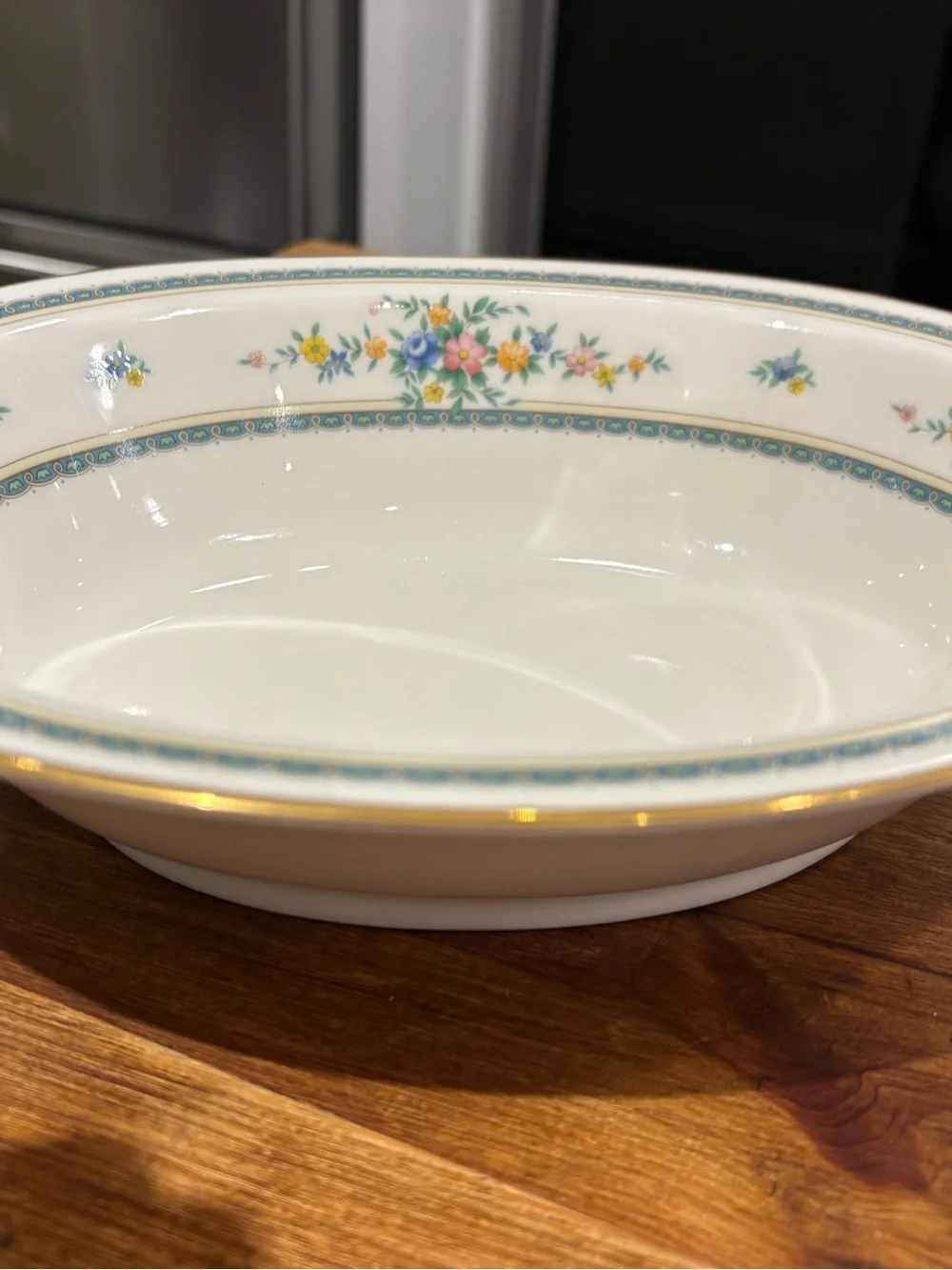 Vintage Noritake Amenity Vegetable Serving Bowl - White with Pastel Flowers